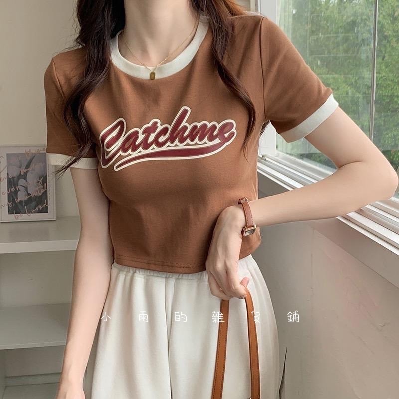 92棉8氨綸美式復古短款短袖t恤-細節圖2