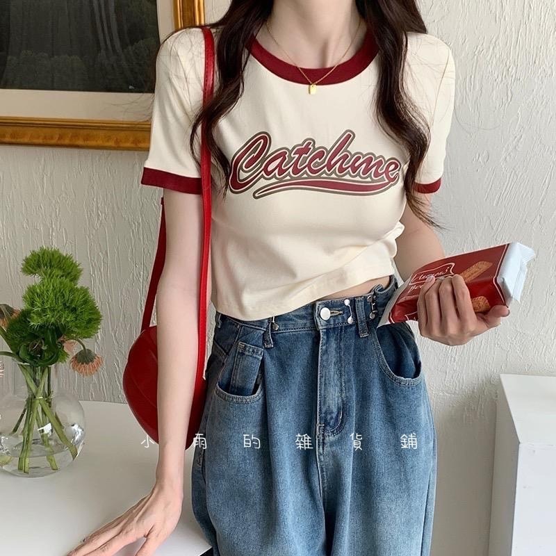 92棉8氨綸美式復古短款短袖t恤-細節圖3