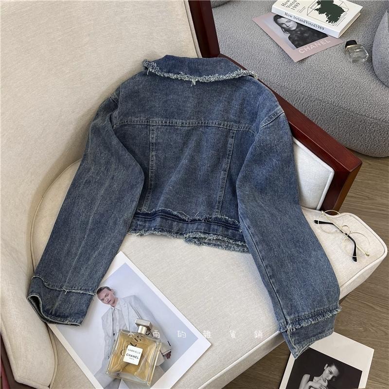 韓版港味氛圍感流蘇設計復古牛仔外套-細節圖3