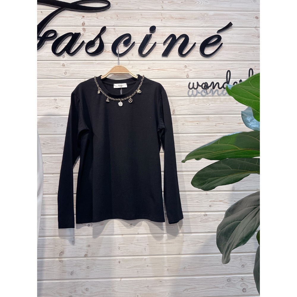 ▫️小香領金鏈萊卡棉T    𝚌𝚘𝚕𝚘𝚛  白-細節圖3