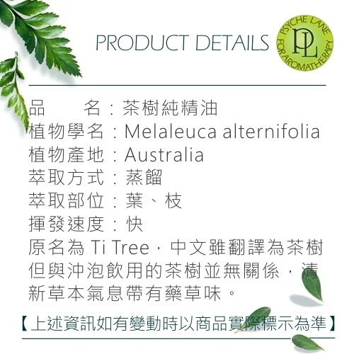 PL 茶樹純精油 10-250ml。Tea Tree。Psyche Lane-細節圖3