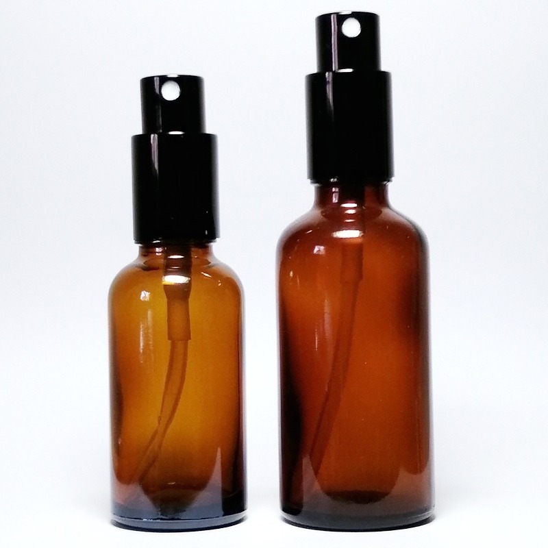 茶色玻璃空噴瓶。5-100ml。黑鋁噴霧頭含蓋。花草堂-細節圖2