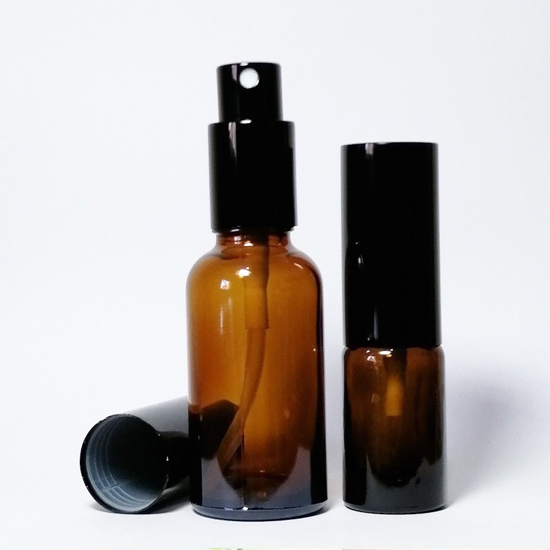 茶色玻璃空噴瓶。5-100ml。黑鋁噴霧頭含蓋。花草堂-細節圖3