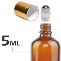 茶色玻璃滾珠空瓶。5-100ml。金色鋁蓋+不鏽鋼滾珠頭。花草堂-規格圖1