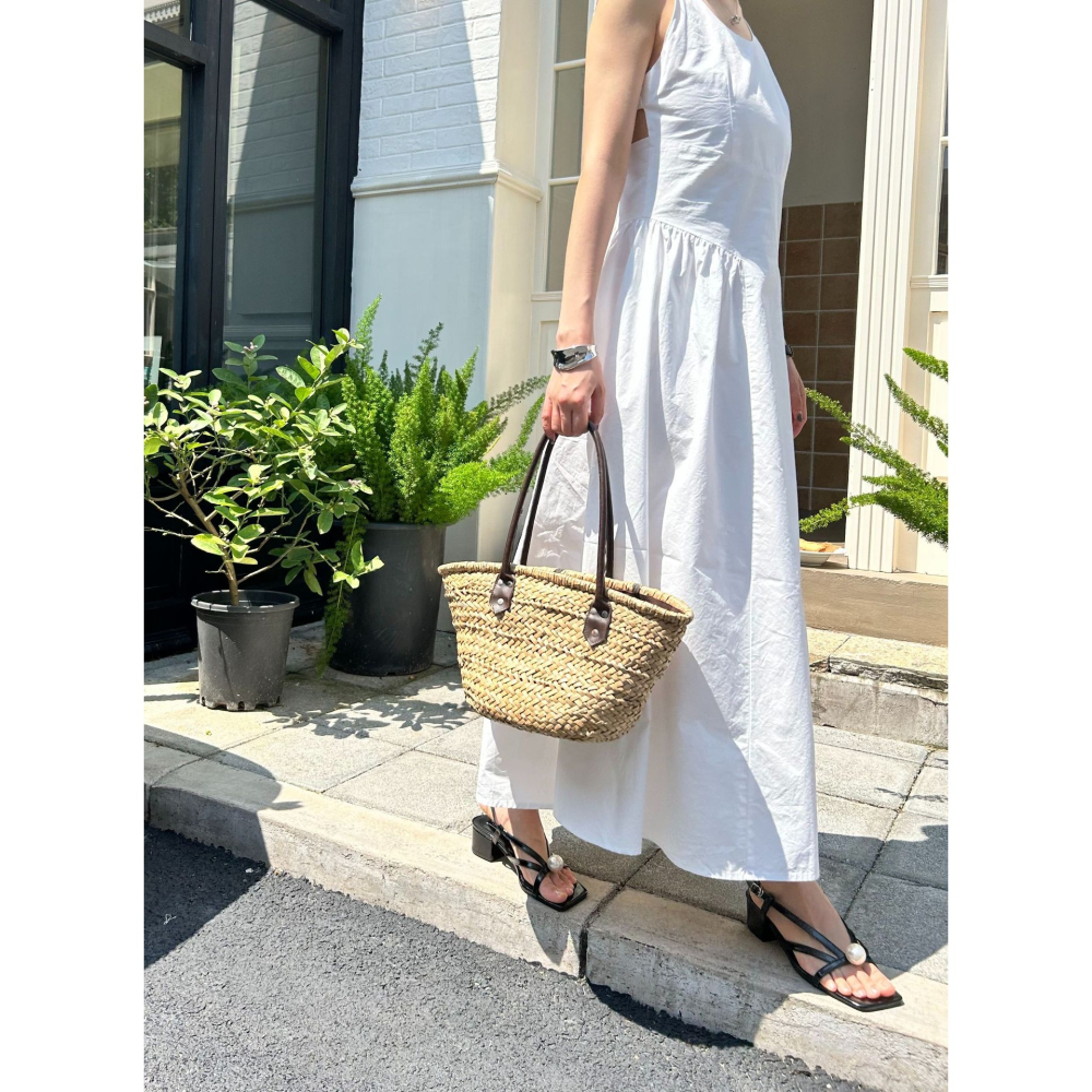 粗跟好穿超好搭配⧮861-1韓國新款珍珠方頭中跟涼鞋 舒適好穿 跟鞋 涼鞋 粗跟鞋 方頭綁帶涼鞋-細節圖9