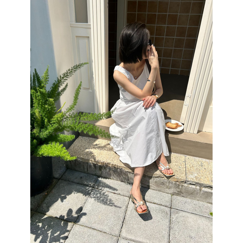 粗跟好穿超好搭配⧮861-1韓國新款珍珠方頭中跟涼鞋 舒適好穿 跟鞋 涼鞋 粗跟鞋 方頭綁帶涼鞋-細節圖11