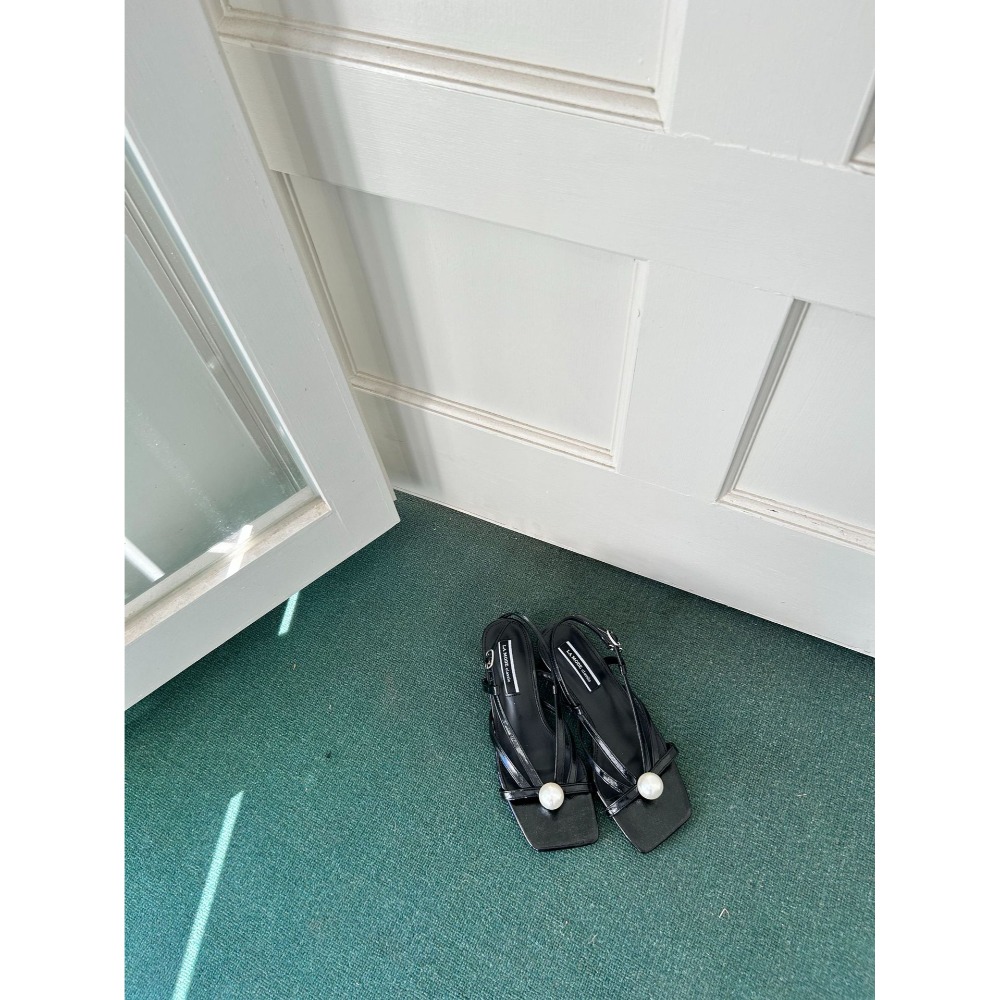 粗跟好穿超好搭配⧮861-1韓國新款珍珠方頭中跟涼鞋 舒適好穿 跟鞋 涼鞋 粗跟鞋 方頭綁帶涼鞋-規格圖11