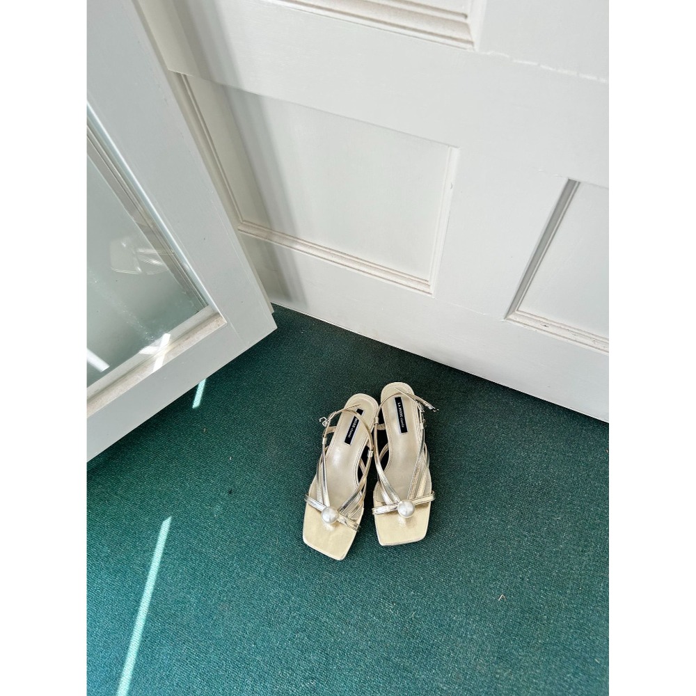 粗跟好穿超好搭配⧮861-1韓國新款珍珠方頭中跟涼鞋 舒適好穿 跟鞋 涼鞋 粗跟鞋 方頭綁帶涼鞋-規格圖11