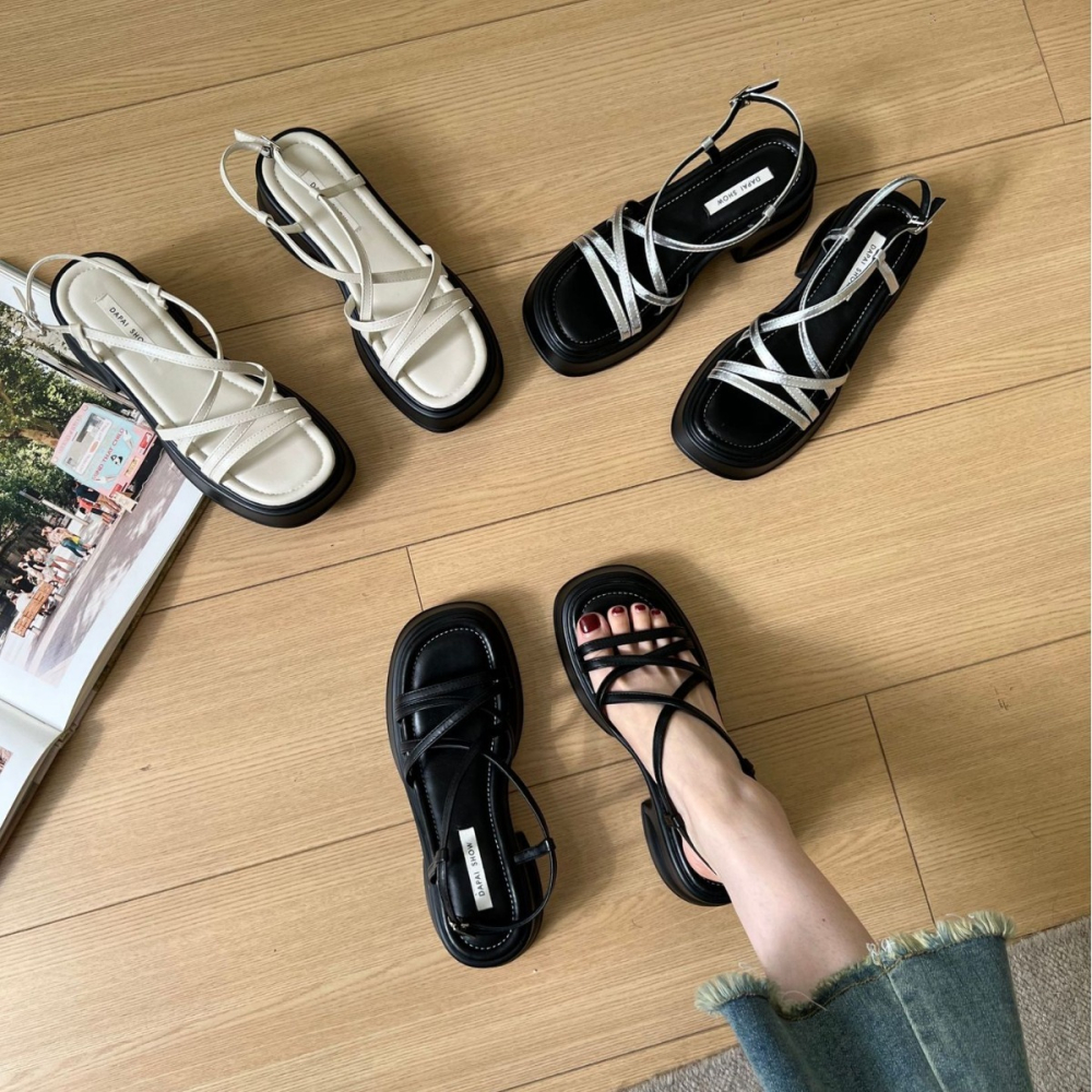 厚底可愛⟕⟕極防滑好穿『H19-1』韓國氣質露趾增高羅馬涼鞋 涼鞋 露趾涼鞋 增高涼鞋 厚底涼鞋-細節圖4
