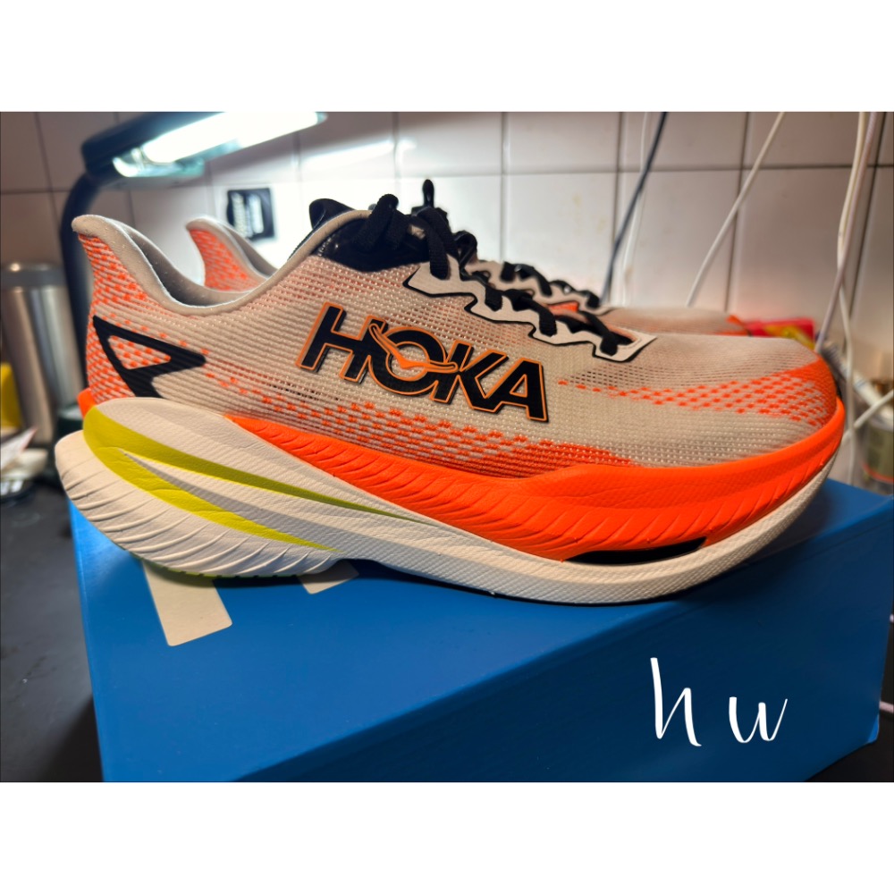 HOKA Mach X3 白亮橘 跑鞋 9.5號-細節圖3