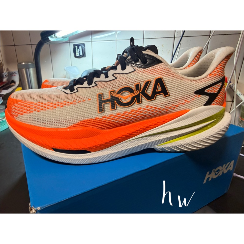 HOKA Mach X3 白亮橘 跑鞋 9.5號-細節圖4