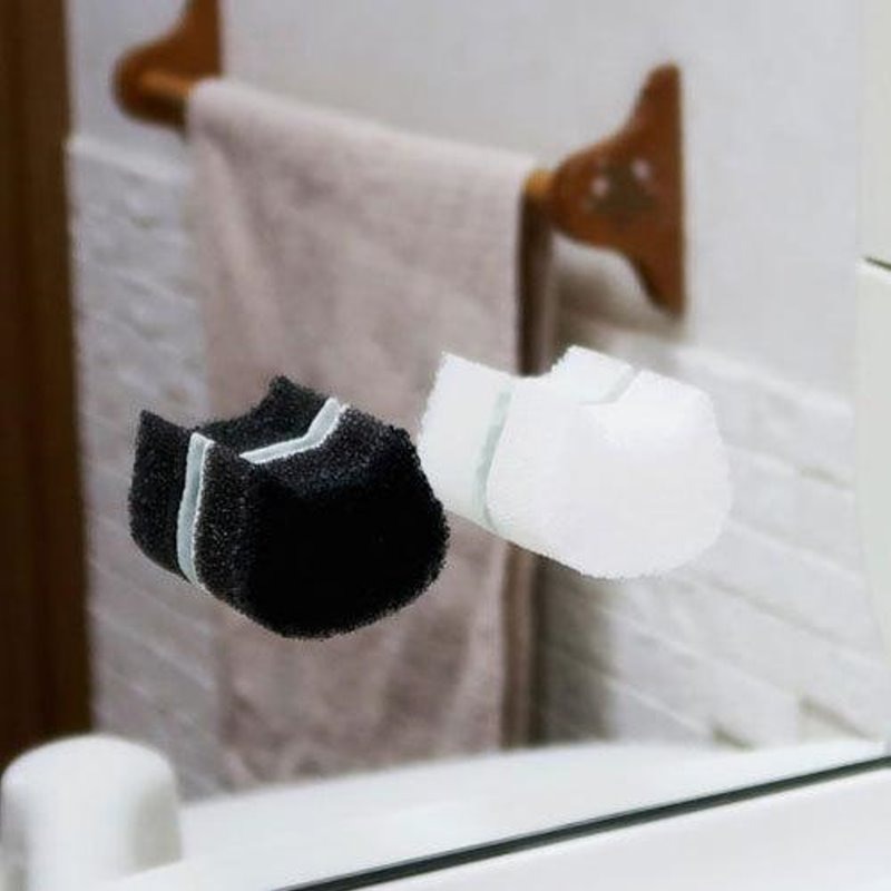 日本製 KOKUBO 小久保 便利貓咪清潔刷 洗手台清潔刷 2入 可吸附鏡面＊db小舖＊-細節圖2