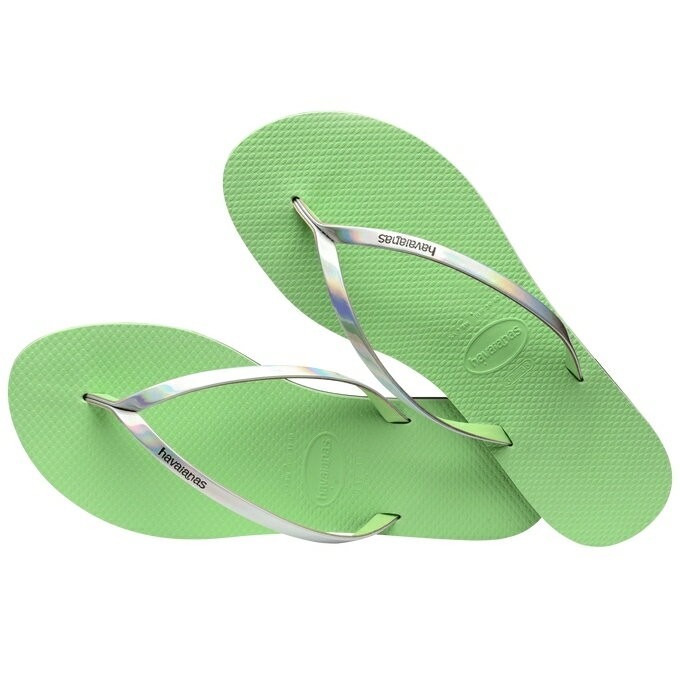 havaianas 哈瓦士 巴西人字拖 女款 You metallic 果綠雷射銀帶 拖鞋 夾腳拖 海灘鞋-細節圖2