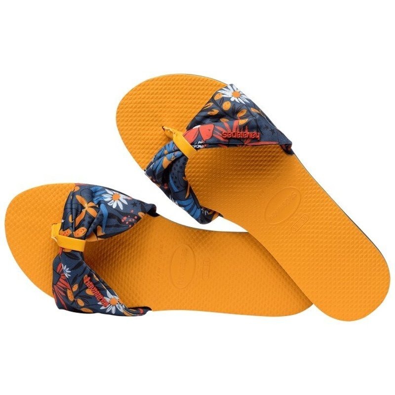 havaianas 哈瓦士 巴西人字拖 女款 You st tpz 黃底花帶 涼鞋 拖鞋 夾腳拖 海灘鞋＊db小舖＊-細節圖2