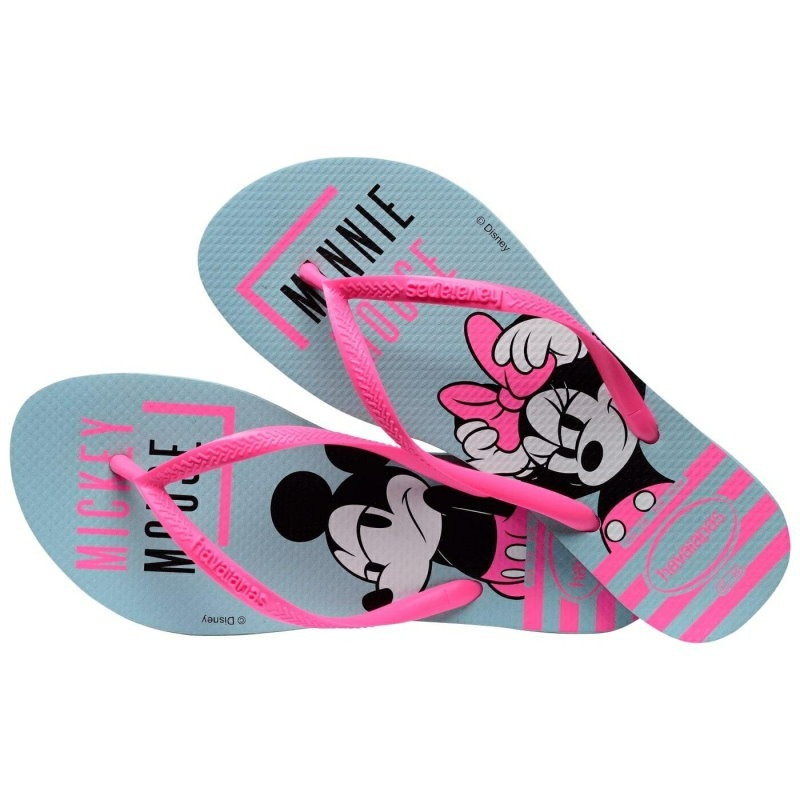 havaianas 哈瓦士 巴西人字拖 女款 Slim disney 灰藍底螢光粉帶 涼鞋 拖鞋 夾腳拖 海灘鞋-細節圖2