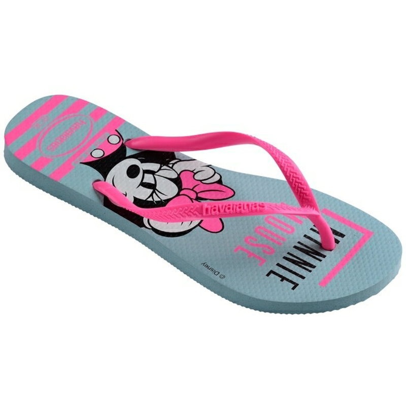 havaianas 哈瓦士 巴西人字拖 女款 Slim disney 灰藍底螢光粉帶 涼鞋 拖鞋 夾腳拖 海灘鞋-細節圖3