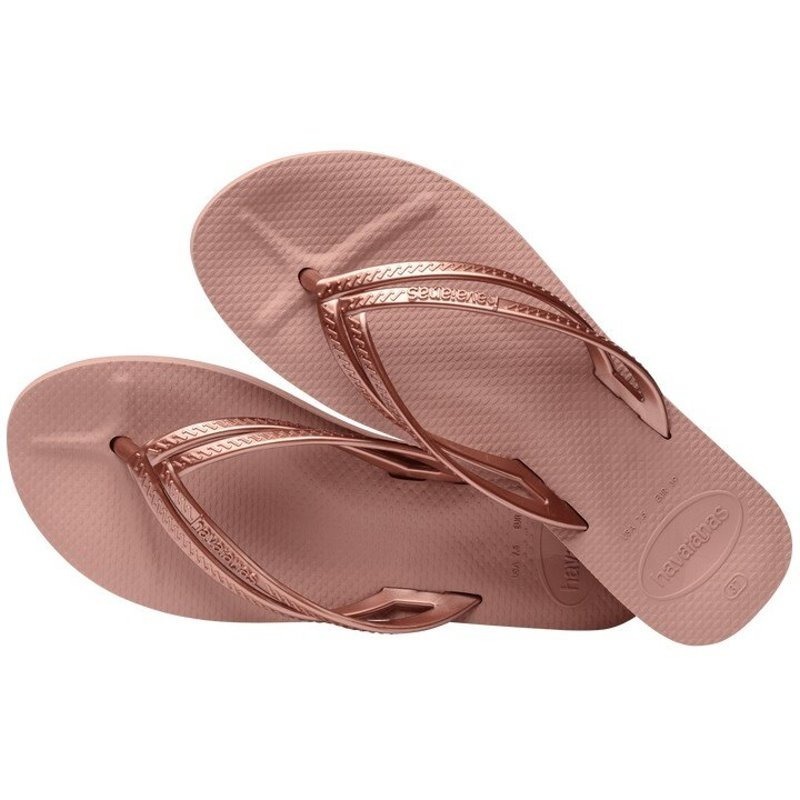 havaianas 哈瓦士 巴西人字拖 女款 Wedges 雙線厚底3公分 玫瑰粉 涼鞋 拖鞋 夾腳拖 海灘鞋-細節圖2