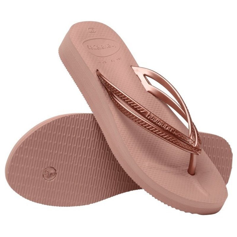 havaianas 哈瓦士 巴西人字拖 女款 Wedges 雙線厚底3公分 玫瑰粉 涼鞋 拖鞋 夾腳拖 海灘鞋-細節圖3