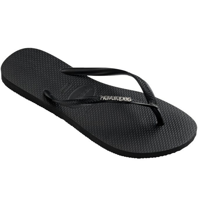 havaianas 哈瓦士 巴西人字拖 女款 Slim logo metallic 黑底銀扣 涼鞋 拖鞋 夾腳拖 海灘鞋-細節圖3