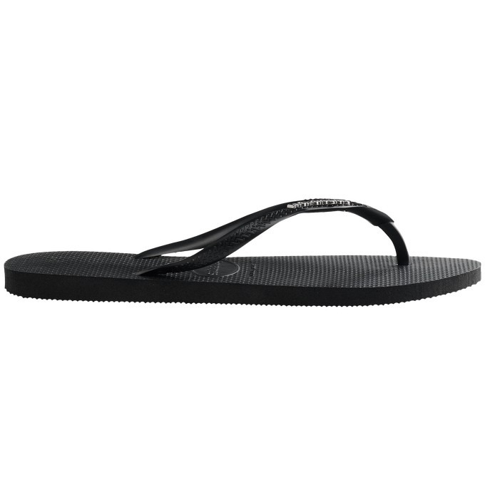 havaianas 哈瓦士 巴西人字拖 女款 Slim logo metallic 黑底銀扣 涼鞋 拖鞋 夾腳拖 海灘鞋-細節圖4