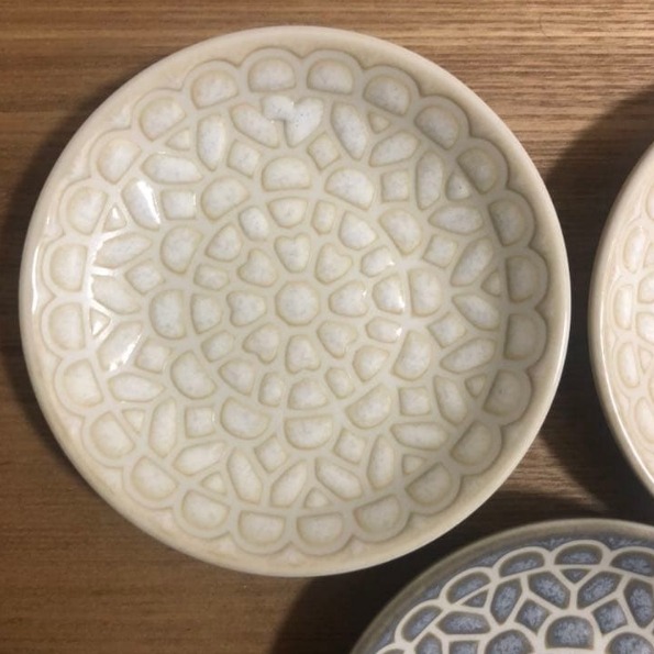 日本製 美濃燒 窯變蕾絲小碟 10cm 甜點盤 調味碟 醬油碟 圓碟＊恩恩選物＊-細節圖8