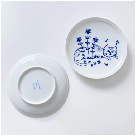 日本製 美濃燒 貓咪餐盤(花園貓) 14.5cm 甜點盤 蛋糕盤 邊盤 中型盤＊恩恩選物＊-細節圖4