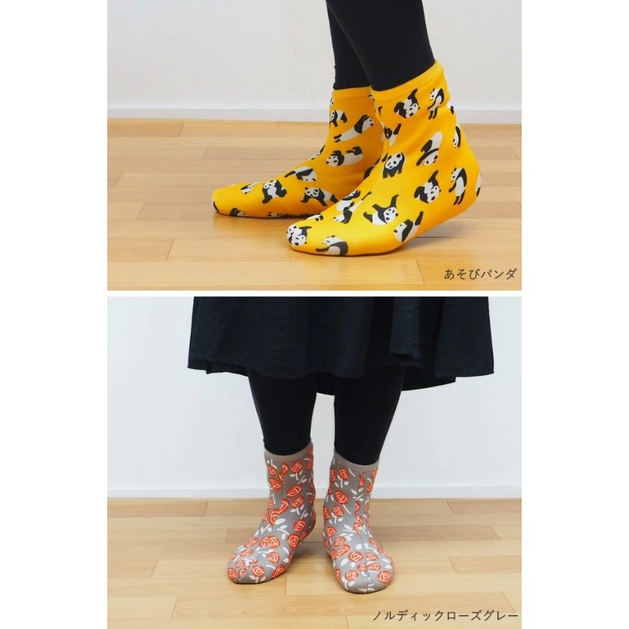 日本 Poka 保暖襪-黑色福神 裏起毛 襪套 室內拖鞋 防滑鞋底 襪子 短襪 地板襪 柔軟保暖【恩恩選物】-細節圖3