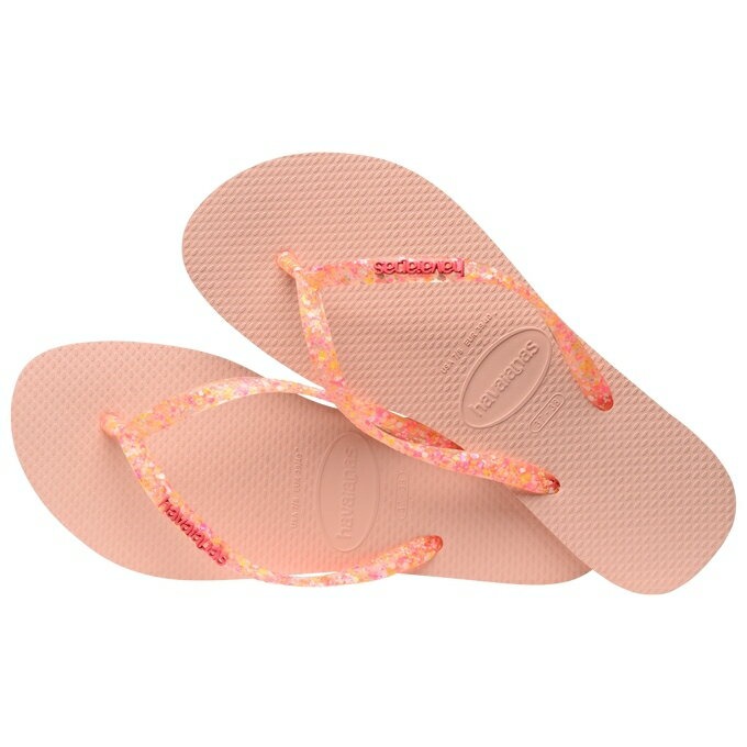 havaianas 哈瓦士 巴西人字拖 女款 Slim logo metallic 粉橘點果凍帶 拖鞋 夾腳拖 海灘鞋-細節圖2