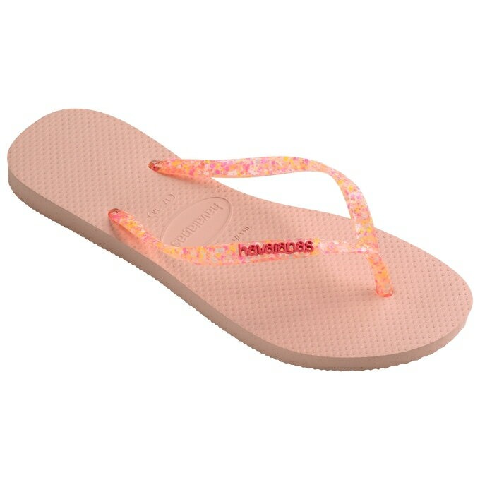 havaianas 哈瓦士 巴西人字拖 女款 Slim logo metallic 粉橘點果凍帶 拖鞋 夾腳拖 海灘鞋-細節圖3