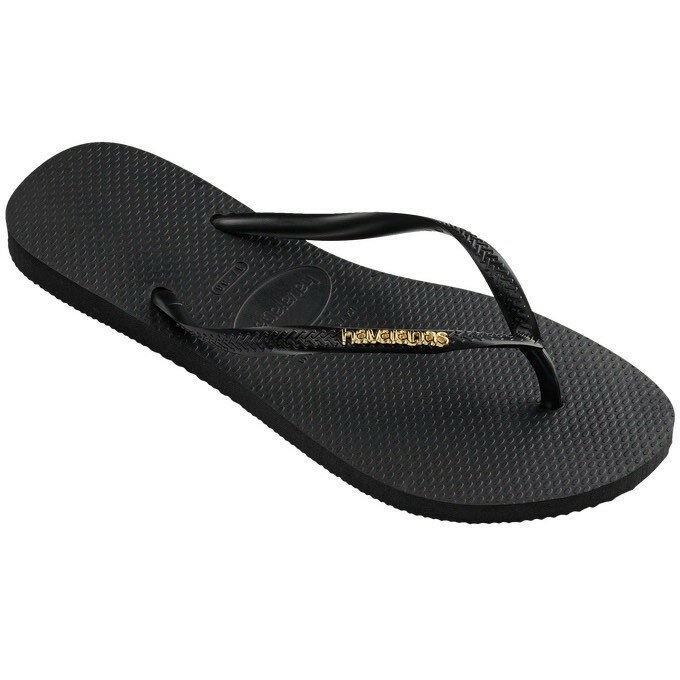 havaianas 哈瓦士 巴西人字拖 女款 Slim logo metallic 黑底金扣 夾腳拖 海灘鞋＊db小舖＊-細節圖3