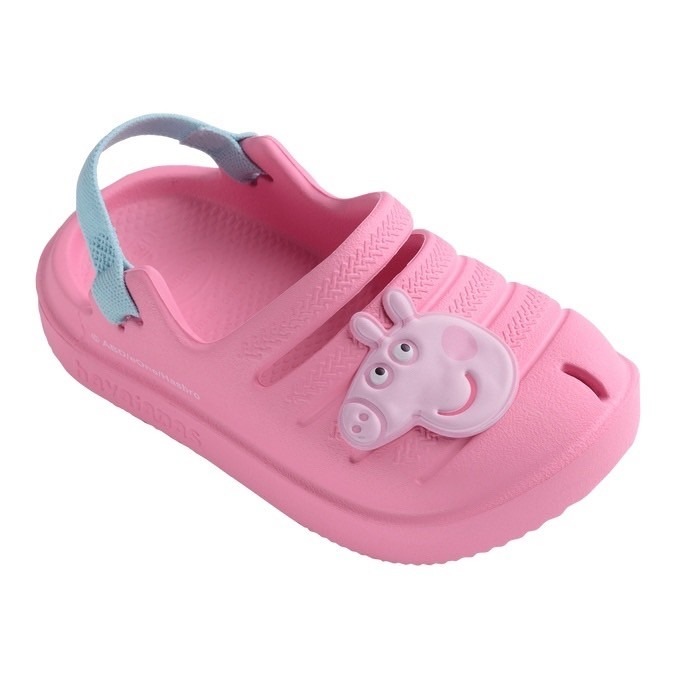 havaianas 哈瓦士 巴西人字拖 兒童款 Baby peppa pig 佩佩豬粉 包頭涼鞋 拖鞋 海灘鞋-細節圖3