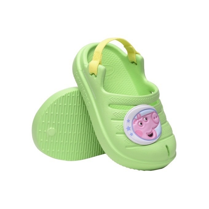 havaianas 哈瓦士 巴西人字拖 兒童款 Baby peppa pig 佩佩豬綠 包頭涼鞋 拖鞋 海灘鞋-細節圖2