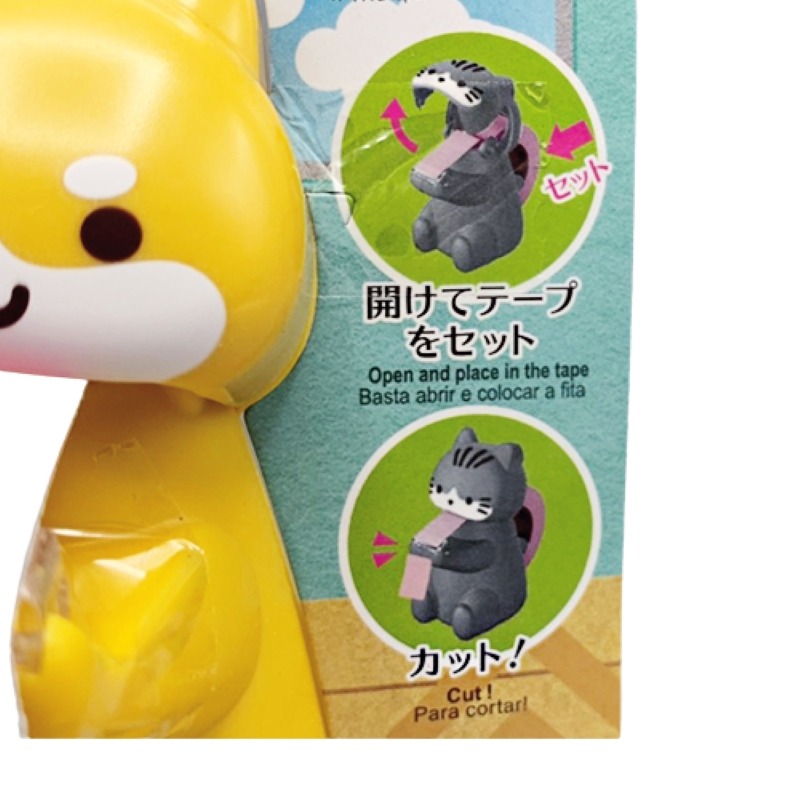 日本大創 DAISO 可愛動物造型膠帶切割器 膠帶台 紙膠帶 柴犬/灰貓＊db小舖＊-細節圖3