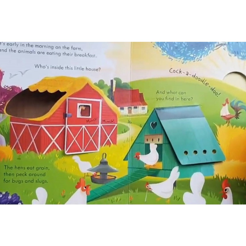 《新書出清》Usborne Peep Inside the Farm 硬頁翻翻書(農場玩躲貓貓)＊db小舖＊-細節圖2