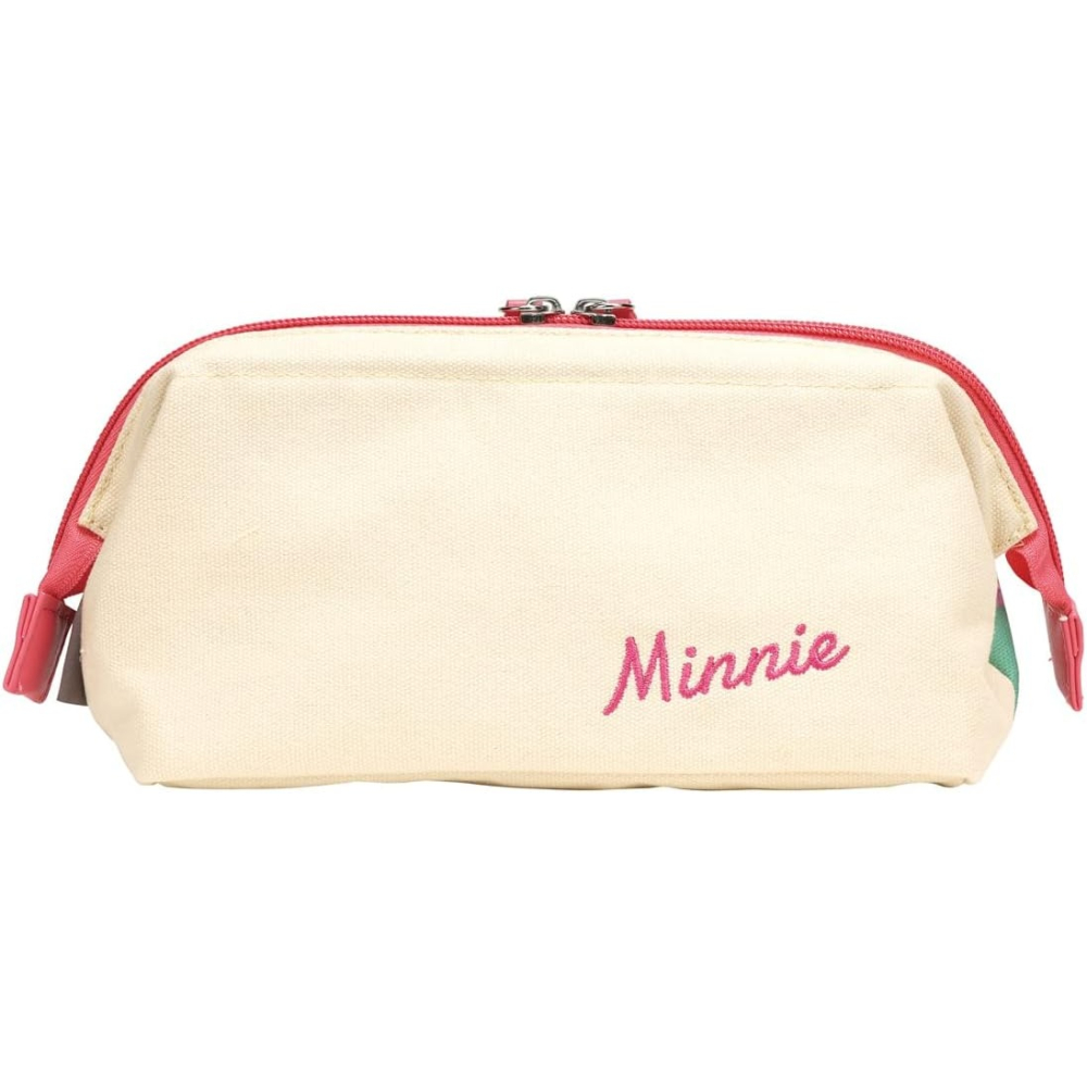 日本 Skater Disney 復古米妮拉鍊收納袋 筆袋 米老鼠 刺繡 鉛筆盒 化妝包＊恩恩選物＊-細節圖2