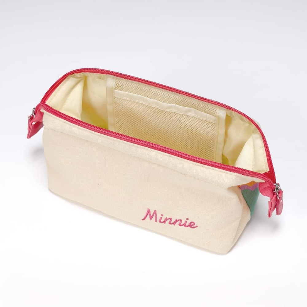 日本 Skater Disney 復古米妮拉鍊收納袋 筆袋 米老鼠 刺繡 鉛筆盒 化妝包＊恩恩選物＊-細節圖4
