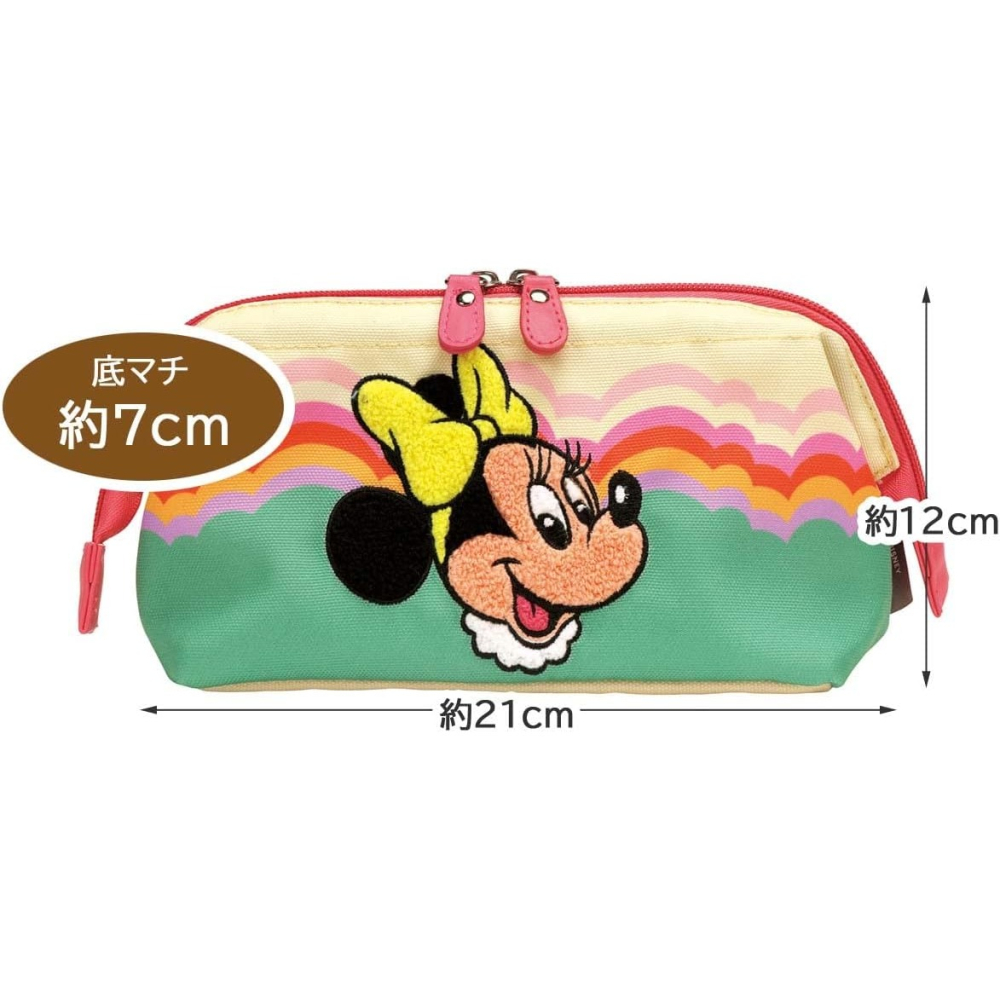 日本 Skater Disney 復古米妮拉鍊收納袋 筆袋 米老鼠 刺繡 鉛筆盒 化妝包＊恩恩選物＊-細節圖5