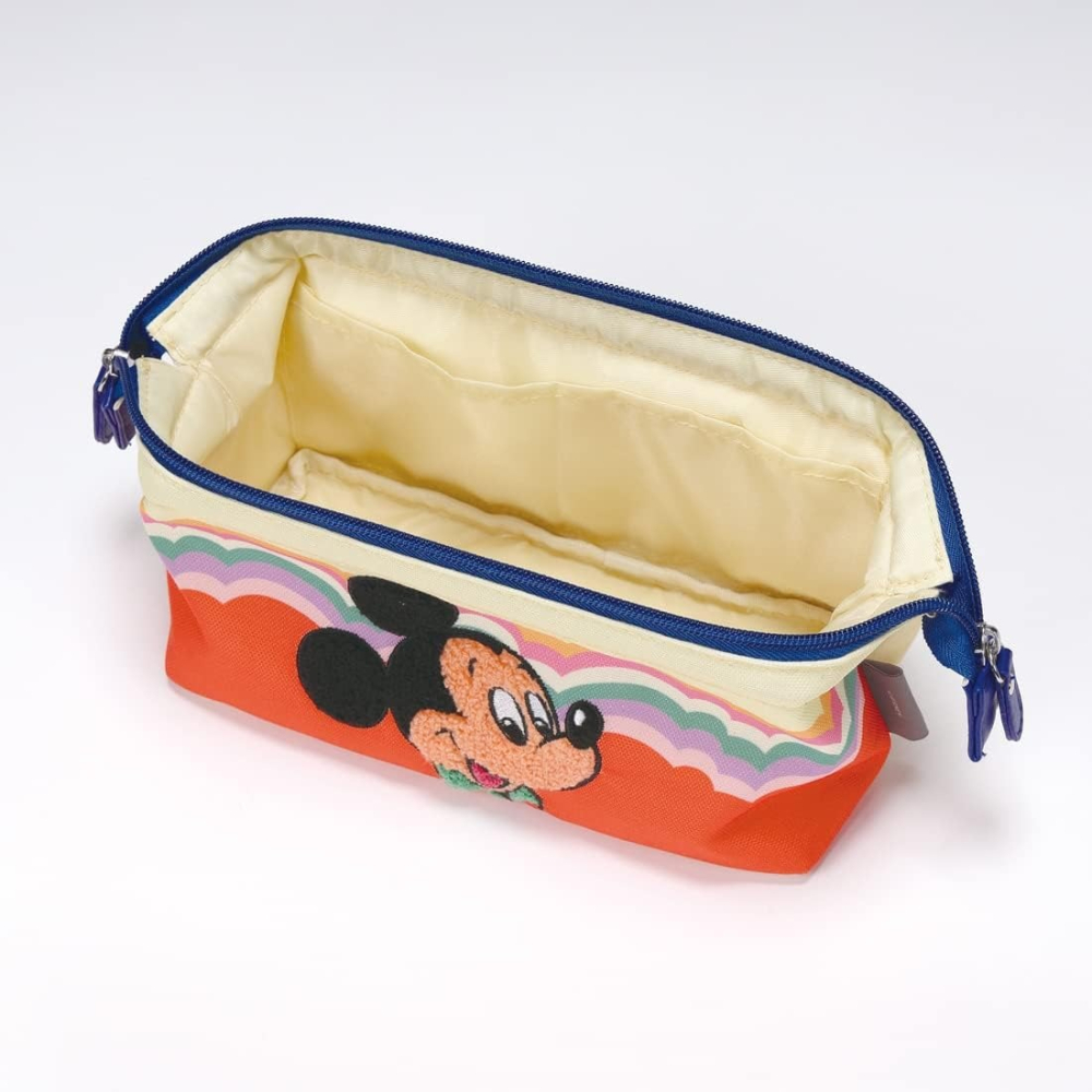 日本 Skater Disney 復古米奇拉鍊收納袋 筆袋 米老鼠 刺繡 鉛筆盒 化妝包＊恩恩選物＊-細節圖3