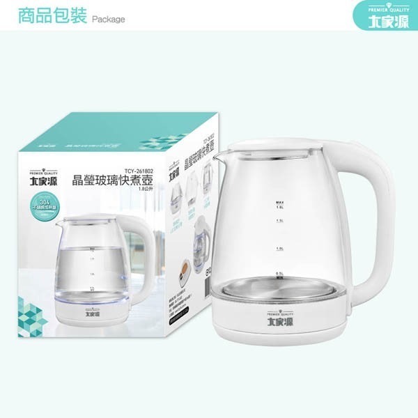 只用一次，基本是全新的，便宜賣！大家源 1.8L晶瑩玻璃快煮壺 TCY-261802-細節圖2