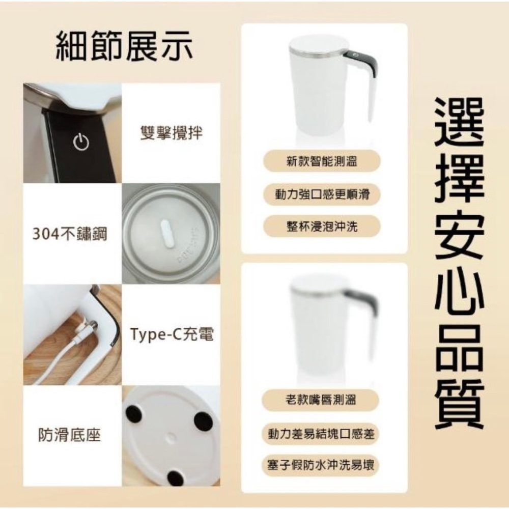 USB磁力自動攪拌杯 智能數顯測溫杯 (304不鏽鋼 380ML 全機身防水)-細節圖5