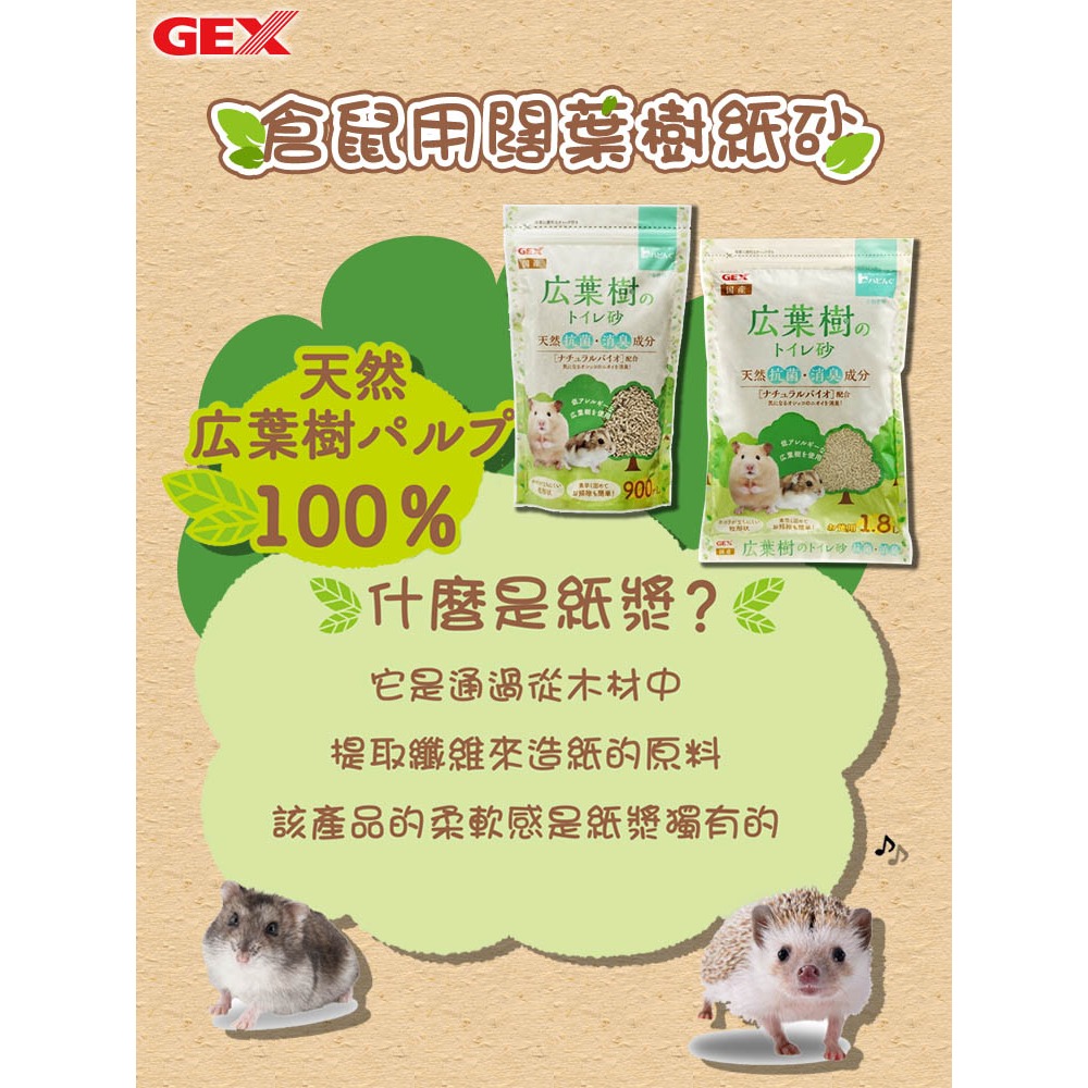 【GEX】倉鼠用闊葉樹紙砂 1.8L 廁所砂 鼠便砂-細節圖2