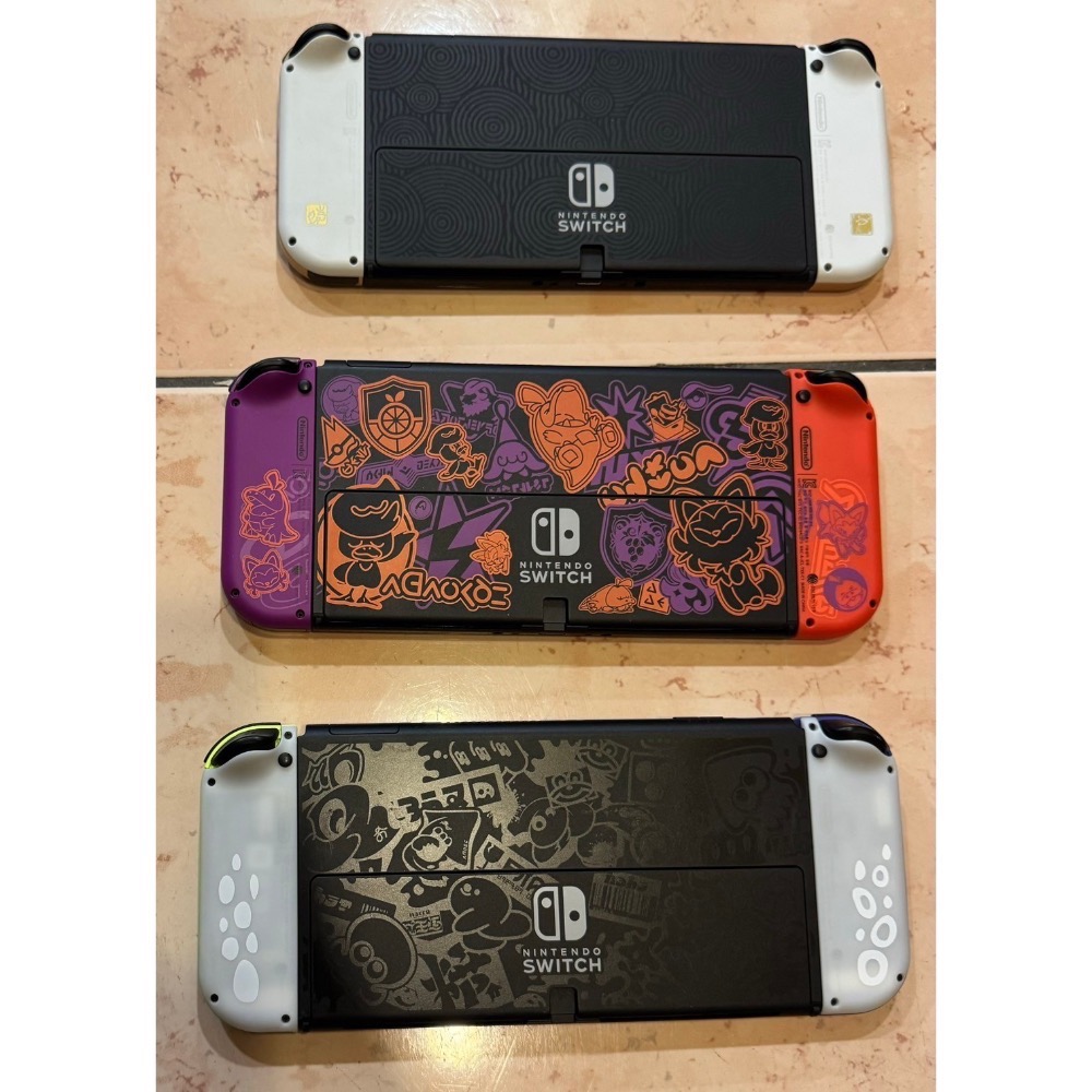 switch Oled薩爾達王國之淚寶可夢朱紫漆彈特仕主機 電量加強 二手任天堂遊戲 九成新 中古 台灣公司貨NS-細節圖3