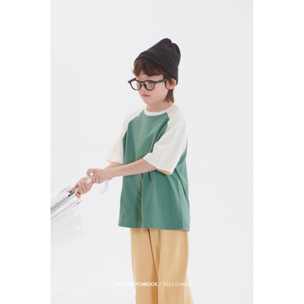 韓國童裝 WHITE SKETCHBOOK 簡約柔和感短袖上衣-細節圖5