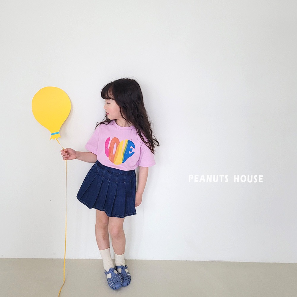 正韓童裝 PEANUT HOUSE 粉彩愛心LOVE上衣T恤-細節圖5