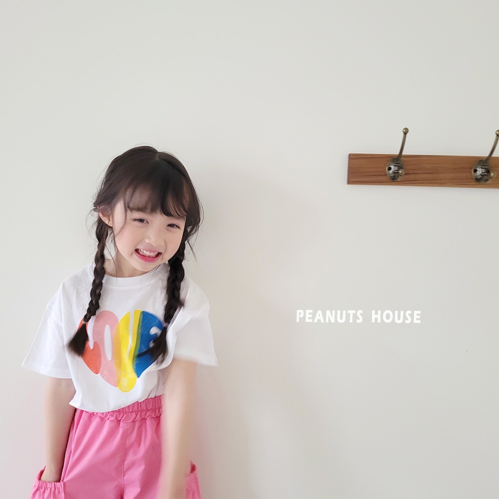 正韓童裝 PEANUT HOUSE 粉彩愛心LOVE上衣T恤-細節圖7