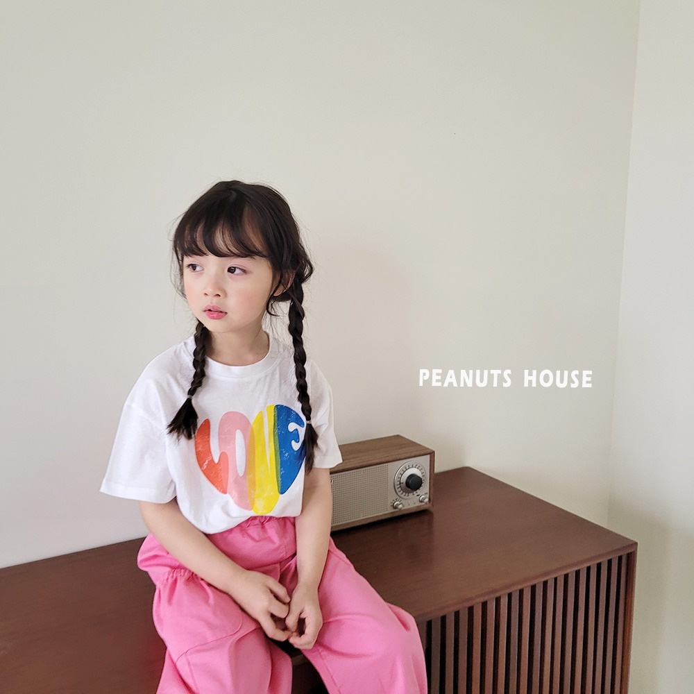 正韓童裝 PEANUT HOUSE 粉彩愛心LOVE上衣T恤-細節圖11