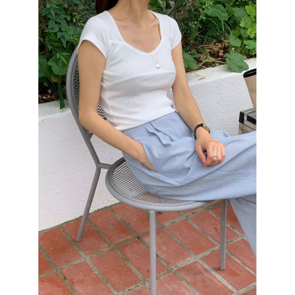 韓國女裝 Areing 直刷線打摺小寬褲-規格圖8