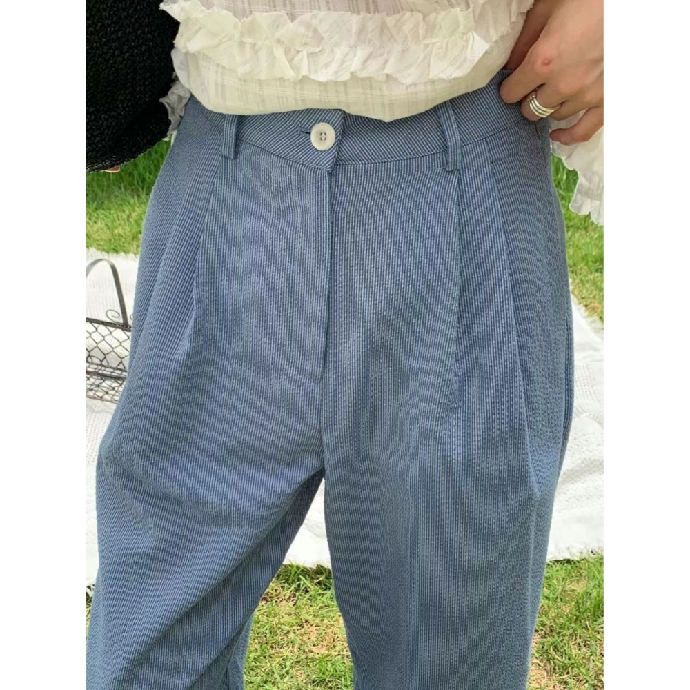 韓國女裝 Areing 直刷線打摺小寬褲-規格圖8