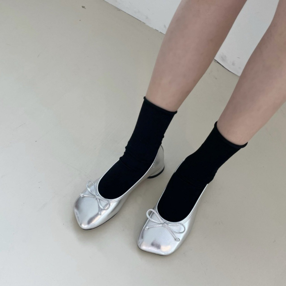 韓國女裝女鞋 Glow 甜美蝴蝶結小方頭娃娃鞋-細節圖6