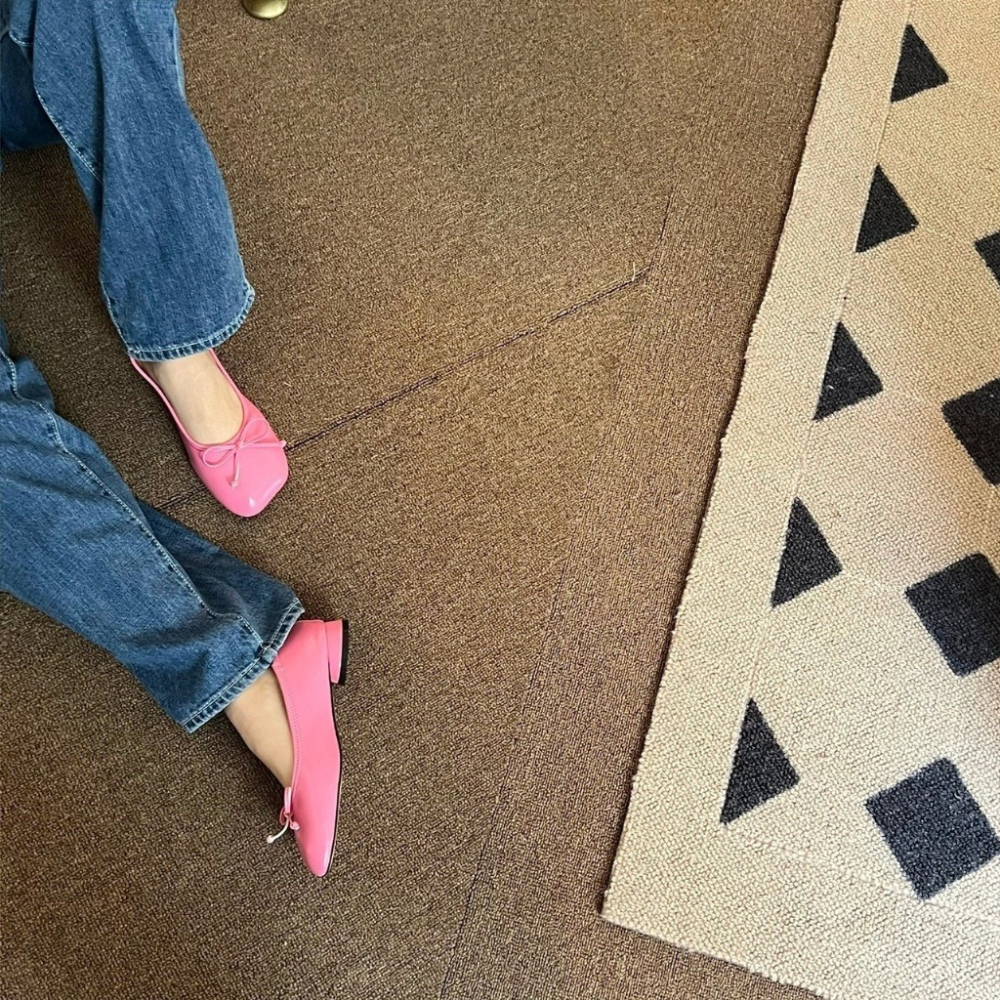 韓國女裝女鞋 Glow 甜美蝴蝶結小方頭娃娃鞋-細節圖9